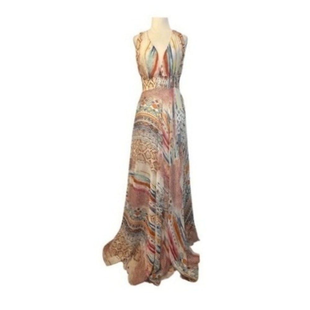 Spy Zone Exchange Mixed Print Flowy Chiffon Maxi Dress S